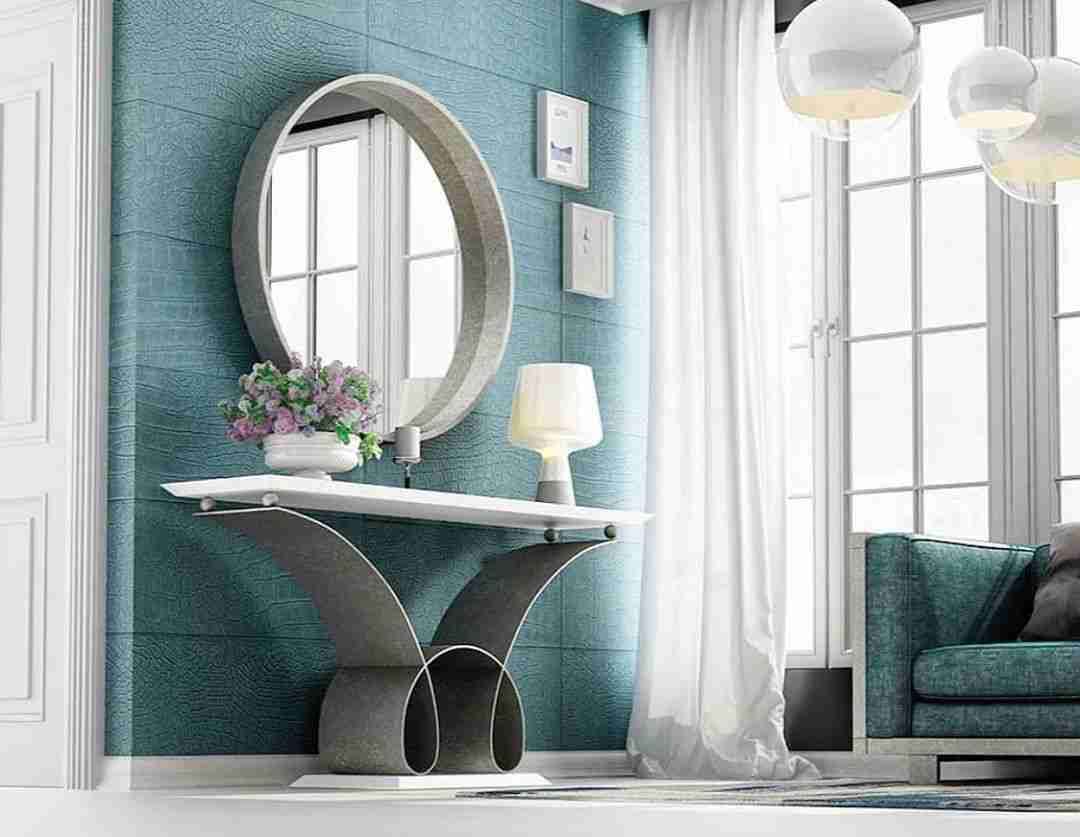 mirror, kathreftis, round, accessories, small konsole, silver and white, lamb stand, andreotti, furniture, cyprus, limassol, epipla
