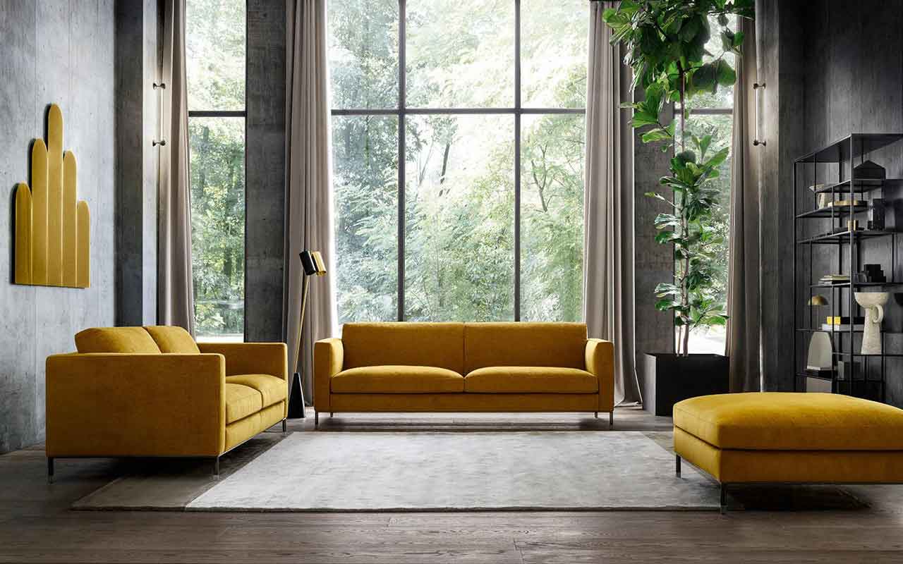 close up velvet sofa, grey yellow and dark grey sofa with no legs, impressive luxury sofa close up view, kanapes xoris podia, xamilos entiposiakos kanapes, polixromos monternos kanapes,