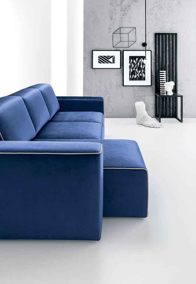 blue velvet sofa with chaise long, kanapes me xaploti polithrona, kanapes anetos xoris podia, low comfy sofa blue velvet with no legs