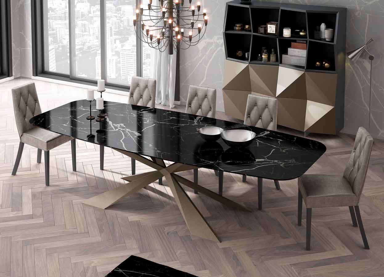 table, modern table, gold legs table,lamina table, trapezi, chairs, grey chairs, karekles, bookshelf, accessories, dining table, kitchen table, andreotti, andreotti furniture, epipla, furniture, limassol, cyprus