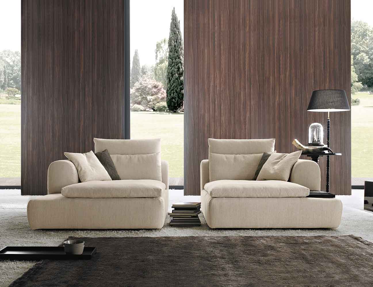 sofa in pieces, kanapes pou mpori na spasi se diaforetika kommatia, beige fabric 2-seater sofa in pieces that can be used as armchairs,